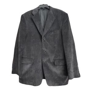 Vintage Zagato Corduroy Blazer Mens Charcoal Designer Signature Collection 42R